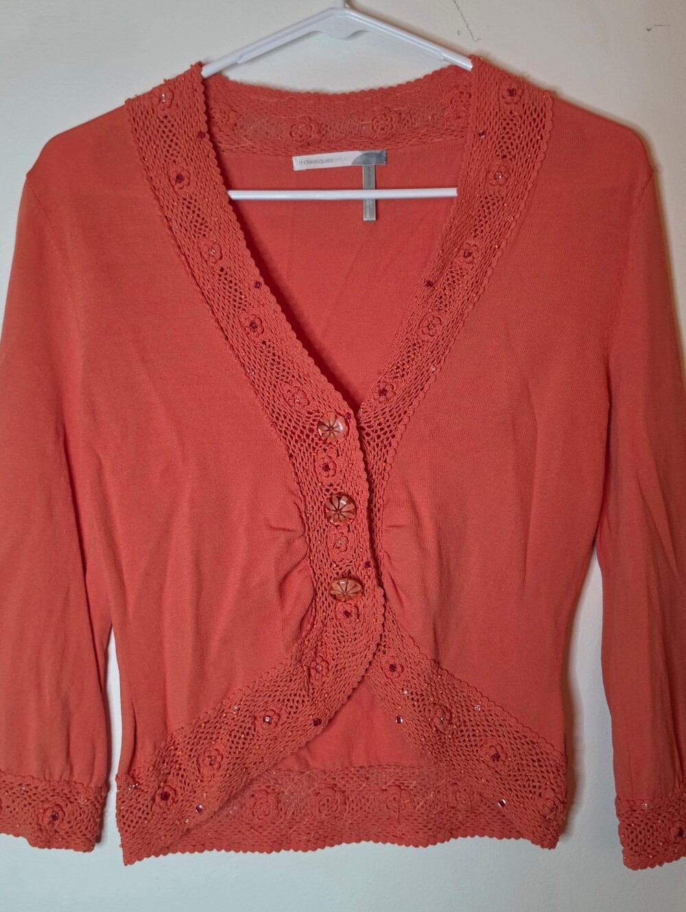Classiques Entier Coral Crochet-Trim Cardigan
